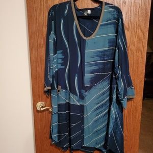 Shades of teal and army green tunic